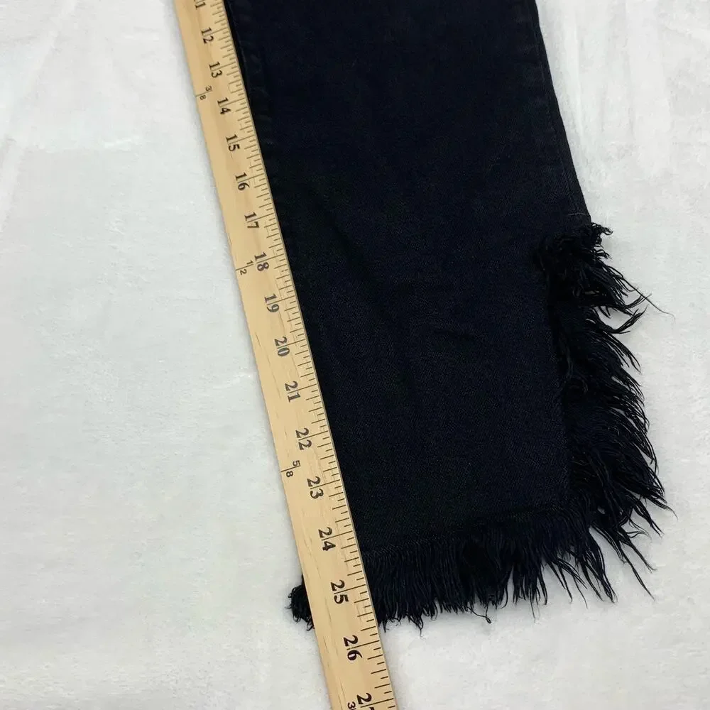 J BRAND Black Jeans Womens sz 28 Ruby Frayed Hem Fringe Western Festival Stretch